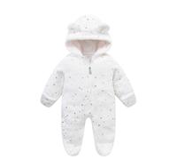 Traje de Navidad genérico para niños mono polar para bebé de 0 a 3 meses, mono de nieve de Navidad recién nacido, abrigo cálido (White,6-9 meses)