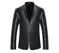 Traje de Navidad hombre chaqueta otoño invierno suave estampado solapa Turndown manga larga casual Smoking Costard Formal Soft Abrigo chaqueta al aire libre estilo casual para la ciudad, Le Noir, M