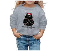 Traje de Navidad suéter de niño niña manga larga crewneck casual impreso gráfico lindo para niñas a la moda suelta fit sudadera niña