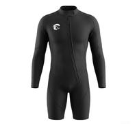 Traje de neopreno de 2 mm de cobertura completa para hombre, manga larga, retención térmica, resistente al frío, SCR, goma de cloropreno, negro, tallas S a XXXXL para surf natación (S)