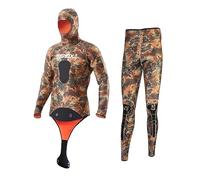 Traje de neopreno de camuflaje for pesca submarina, traje de neopreno de 5MM for hombre, conjunto separado de 2 piezas, traje de buceo for surf y snorkel, traje de baño de aguas profundas(Large)