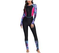 Traje de Neopreno Mujeres de una Pieza con Cremallera Manga Larga Moda natación Buceo con Tubo Submarinismo y Surf Snorkel Kayak