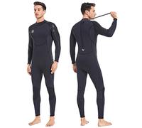 Traje de neopreno para hombre, traje húmedo de neopreno - 3 mm térmico de buceo con cremallera trasera ultra elástico, traje de baño negro, manga larga, cuerpo completo, cálido, buceador, talla M