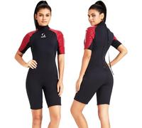Traje de Neopreno para Mujer Cremallera Trasera Traje de Neopreno Corto Hombres Traje de Neopreno de Manga Corta de 3 mm para Surf Natación Kayak Snorkel Piragüismo Buceo