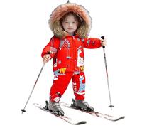 Traje de Nieve Aislante de Dos Piezas para Niños Conjunto Térmico Infantil Resistent al para Actividades Exteriores (Red-a, 5-6 Years)