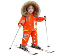 Traje de Nieve Aislante de Dos Piezas para Niños Conjunto Térmico Infantil Resistent al para Actividades Exteriores (Orange-a, 5-6 Years)