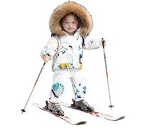 Traje de Nieve Aislante de Dos Piezas para Niños Conjunto Térmico Infantil Resistent al para Actividades Exteriores (White-a, 5-6 Years)