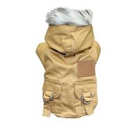 Traje de nieve cálido para mascotas, abrigo de invierno resistente al viento, ropa para cachorros, chaqueta para perro para clima frío, talla XS 2XL, perchas pequeñas (caqui, XL)