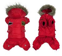 Traje de nieve for perros pequeños y medianos, mono impermeable for perros de la Fuerza Aérea de EE. UU., cachorros, mascotas, abrigos for clima frío, chaqueta con capucha, ropa for chihuahua, rojo 4X