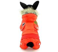 Traje de nieve impermeable for perros Mono con capucha Abrigo de invierno Ropa con forro polar for mascotas Ropa acolchada de algodón for cachorros Chaqueta de aviador con capucha for clima frío Ropa