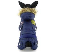 Traje de nieve impermeable for perros Mono con capucha Abrigo de invierno Ropa con forro polar for mascotas Ropa acolchada de algodón for cachorros Chaqueta de aviador con capucha for clima frío Ropa