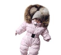 Traje de Nieve Impermeable para Niñas con Capucha y Forro Polar Mono Exterior Térmico de Invierno Prenda Superior Cálida para Bebé Equipo de Esquí y Cómodo Chaquetón Acolchado Infantil