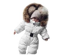 Traje de Nieve Impermeable para Niñas con Capucha y Forro Polar Mono Exterior Térmico de Invierno Prenda Superior Cálida para Bebé Equipo de Esquí y Cómodo Chaquetón Acolchado Infantil