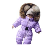 Traje de Nieve Impermeable para Niñas con Capucha y Forro Polar Mono Exterior Térmico de Invierno Prenda Superior Cálida para Bebé Equipo de Esquí y Cómodo Chaquetón Acolchado Infantil