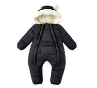 Traje de Nieve Invierno Niñas Mono Acolchado Aislante con Manoplas Patucos Cremallera Doble Ropa Cálida Bebés Niños Pequeños (Black, 18-24 Months)