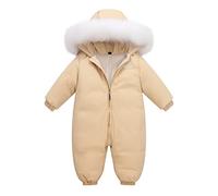 Traje de Nieve Invierno para Bebés Niñas Plumón Mameluco con Capucha Mono de Niño Traje de Esquí una Pieza Chaqueta de Abrigo Caqui 18-24 Meses