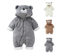 Traje de nieve para bebé, mameluco con capucha para bebé recién nacido, de invierno, cálido, de forro polar, con pies, de manga larga, con capucha, de dibujos animados, para bebés y niñas de 0 a 18