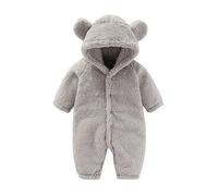 Traje de Nieve para bebés recién Nacidos, niños y niñas, Abrigo de Invierno con Capucha de Oso, Mono Completo, Forro Polar Grueso, Patucos y Manoplas, Ideal para frío Extremo, Tallas 0-12 Meses.