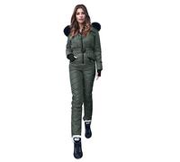 Traje de nieve para mujer de una sola pieza - mono de esquí para mujer, mono de nieve de invierno, elegante, cálido, para esquí, resistente al agua, traje de esquí, Verde militar., L