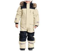 Traje de nieve para niños, traje de esquí para niños, mono térmico de esquí, mono de nieve cálido para invierno, traje de invierno a prueba de viento con capucha extraíble, traje (Beige, 4-5 Years)