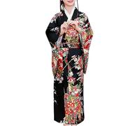 Traje de niña para bebé, ropa de manga larga, kimono bata, traje tradicional japonés, ropa de vacaciones, bikini para niñas, Negro , 6-7 años