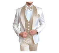 Traje de Novio Trajes de Hombre 3 Piezas con Solapa Chal, Esmoquin, Traje Novio for Boda, a Medida, Blazer for Fiesta para Hombre(Khaki,S)