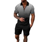 Traje de ocio para hombre de verano, traje de trabajo con polo y bermudas, traje de verano, ligero, transpirable, traje de salón clásico Haiwaii, conjunto de verano, boda, traje de playa, Blanco, 3XL