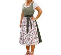 Traje de oktoberfest para las mujeres en Munich vestido para las mujeres estilo alemán vestido para la fiesta de la cerveza alemana falda bávara delantal clásico medieval vintage, verde oscuro, XXXL