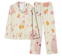 Traje de pantalón de Halloween para mujer con parte superior de manga larga, tira de botones, cintura elástica, tela suave para un sueño reparador, idea de regalo ideal para fans de los escalofríos
