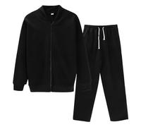 Traje de pantalón para mujer de 2 piezas, chaqueta de otoño-invierno y pantalones de jogging, monocolor, elástico, cálido, cómodo, chándal para correr, pantalones para correr, pantalones con bolsillos