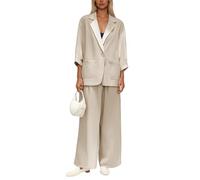 Traje de pantalón para mujer, elegante, blazer, juego de traje, monocolor, ropa de calle, traje de dos piezas, traje de negocios, moderno, rever, ajustado, deportivo, oficina, traje de traje, chaqueta