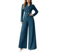 Traje de pantalón para mujer elegante de 2 piezas, conjunto de blazer con cuello en V y pantalones acampanados, chaqueta de traje con cintura alta, pantalones de traje de dos piezas, traje chic