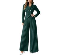 Traje de pantalón para mujer elegante de 2 piezas, conjunto de blazer con cuello en V y pantalones acampanados, chaqueta de traje con cintura alta, pantalones de traje de dos piezas, traje chic