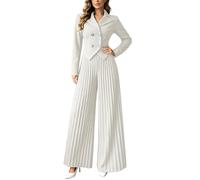 Traje de pantalón para mujer elegante de 2 piezas, conjunto de blazer con cuello en V y pantalones acampanados, chaqueta de traje con cintura alta, pantalones de traje de dos piezas, traje chic