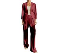 Traje de pantalón para mujer, festivo, elegante, blazer, juego de un solo color, chaqueta de punto, dos piezas, traje de pantalón de negocios, moderno, con solapa, corte ajustado, deportivo, oficina