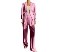 Traje de pantalón para mujer, festivo, elegante, blazer, juego de un solo color, chaqueta de punto, dos piezas, traje de pantalón de negocios, moderno, con solapa, corte ajustado, deportivo, oficina