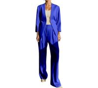 Traje de pantalón para mujer, festivo, elegante, blazer, juego de un solo color, chaqueta de punto, dos piezas, traje de pantalón de negocios, moderno, con solapa, corte ajustado, deportivo, oficina