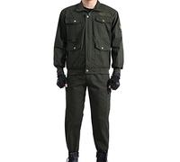 Traje de pantalones de chaqueta de soldador al aire libre, ropa protectora resistente al desgaste de algodón, ropa de trabajo de invierno para hombres., Verde A, Large