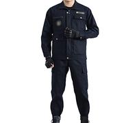 Traje de pantalones de chaqueta de soldador al aire libre, ropa protectora resistente al desgaste de algodón, ropa de trabajo de invierno para hombres., Azul / Patchwork, 4X-Large