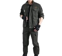 Traje de pantalones de chaqueta de soldador al aire libre, ropa protectora resistente al desgaste de algodón, ropa de trabajo de invierno para hombres., Verde (Green B), X-Large