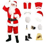 Traje de Papá Noel para hombre, 10 piezas de Papá Noel para adultos, disfraz de Papá Noel 2022 (talla XL para adultos)