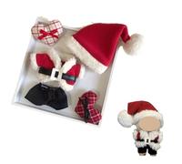 Traje de Papá Noel para Labubu, juego de disfraz de Navidad para muñecas Labubu, ropa de muñeca de felpa con cinturón y sombrero para figuras de Pop Mart, decoración coleccionable o accesorio de