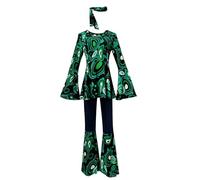 Traje de Patchwork con pantalón y Parte Superior con Estampado de Color y Vestido de Discoteca con Hijab para Mujer Monokuma Cosplay Disfraces Femeninos Encanto Cosplay Traje