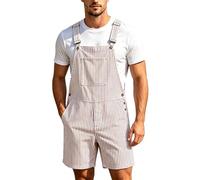 Traje de peto a rayas para hombre, corte holgado, mono con pierna recta, pantalones de peto, pantalones de peto, cómodos, transpirables, ropa de calle, de una pieza, sin mangas, mono con peto, rosa