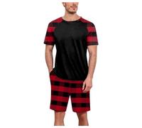 Traje De Pijama A Juego con Estampado Cuadriculado, Conjunto Dos Piezas, Ropa coordinada para Descanso Nocturno y Ocio Tranquilo en casa