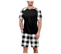 Traje De Pijama A Juego con Estampado Cuadriculado, Conjunto Dos Piezas, Ropa coordinada para Descanso Nocturno y Ocio Tranquilo en casa