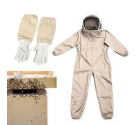 Traje de protección para abejas, traje de apicultura - Ropa protectora completa para la apicultura, 3 abejas de algodón con capucha con mitones, suministros de seguridad al tr