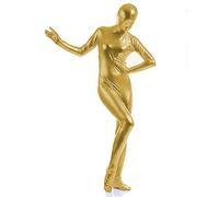 Traje de purpurina de talla grande para mujer, de una sola pieza, medias elásticas de segunda piel, traje de traje de cosplay de cuerpo completo, dorado claro, talla 6XL