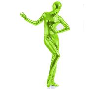 Traje de purpurina de talla grande para mujer, de una sola pieza, medias elásticas de segunda piel, traje de cosplay de cuerpo completo, verde claro, talla 5XL