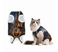 Traje de recuperación de la Catedral de la Sagrada Familia y Torre Eiffel para perros y gatos después de la cirugía, camisa de recuperación de mascotas, mamelucos para perros, traje de recuperación de